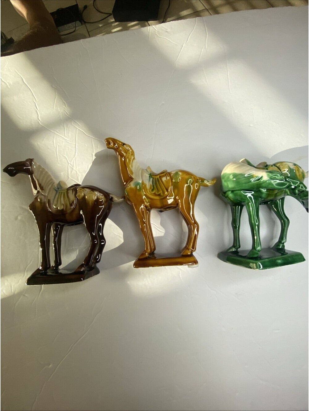 Chinese Tang Dynasty Imperial Sancai Tri-Glaze War Horse Figurine Vintage Lot 3